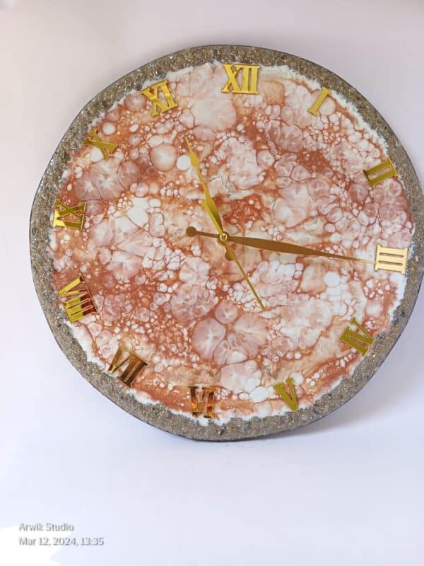 Light Brown and White Resin Wall Clock