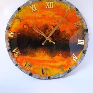 Orange and Black Resin Wall Clock