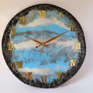 Sky Blue and Black Resin Wall Clock