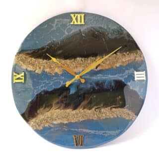 Smoky Grey and Black Resin Wall Clock