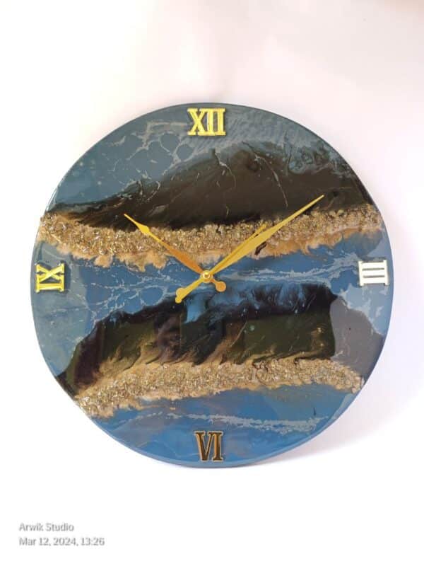 Smoky Grey and Black Resin Wall Clock